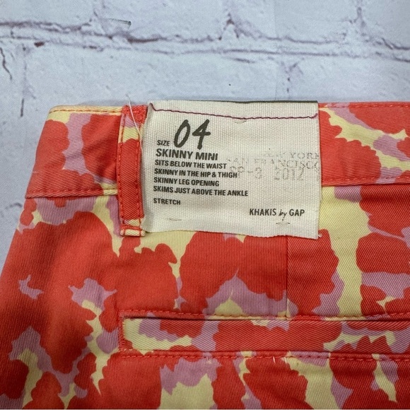 GAP KHAKIS BY GAP skinny mini Vibrant Orange and Cream cropped Pants size 4 Nwot - Picture 3 of 16